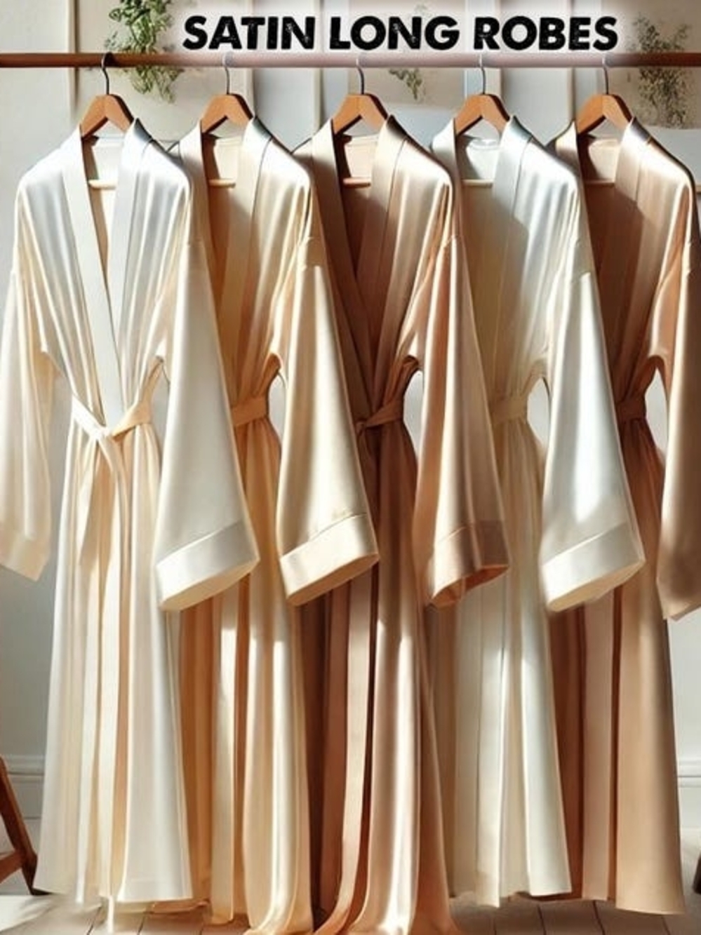 Brand New Satin Long Robe - Peach Champagne Bride